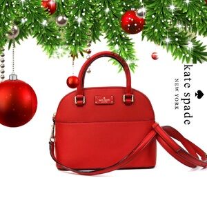 Kate Spade Mini Carli Grove Street Leather Crossbody Purse in Red Carpet w/COA